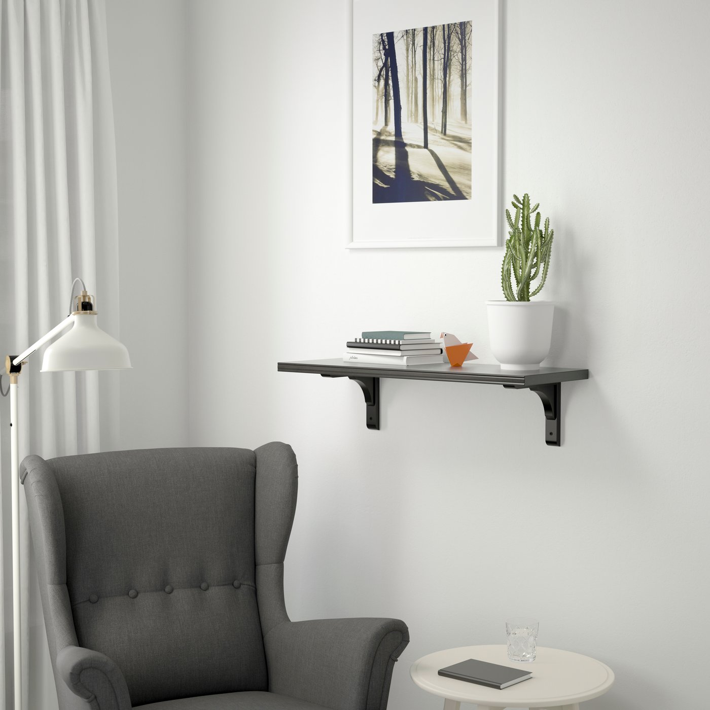 IKEA BERGSHULT / RAMSHULT vägghylla, brunsvart, 80x30 cm