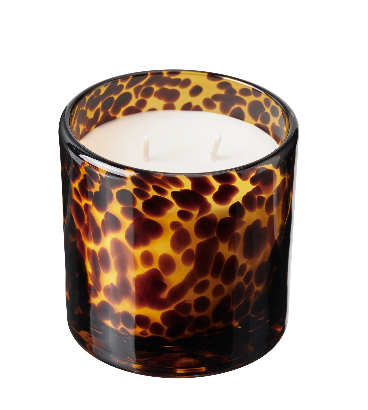 IKEA KRONSÅNGARE doftljus i glas, 2 vekar, persika/prickar brun, 50 tim.