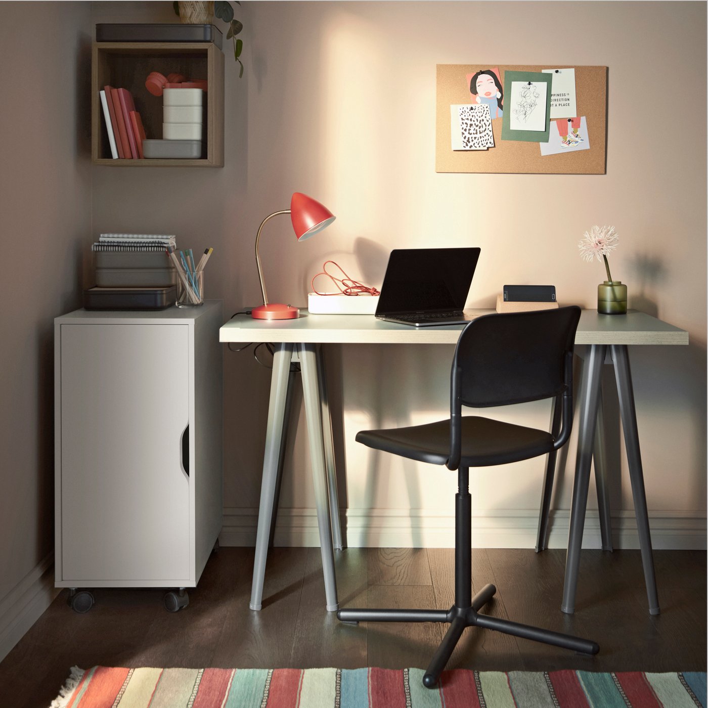 IKEA ALEX förvaringsmöbel på hjul, vit/svart, 36x76 cm