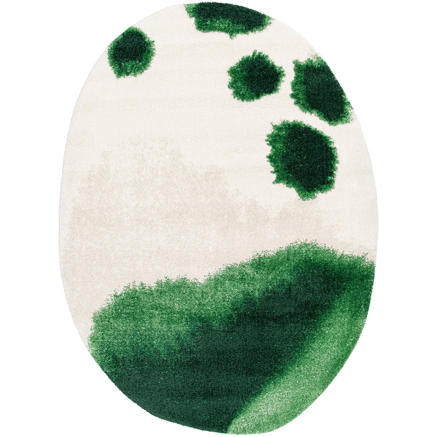 IKEA PS 2026 matta, kort lugg, oval/grön off-white, 200x266 cm