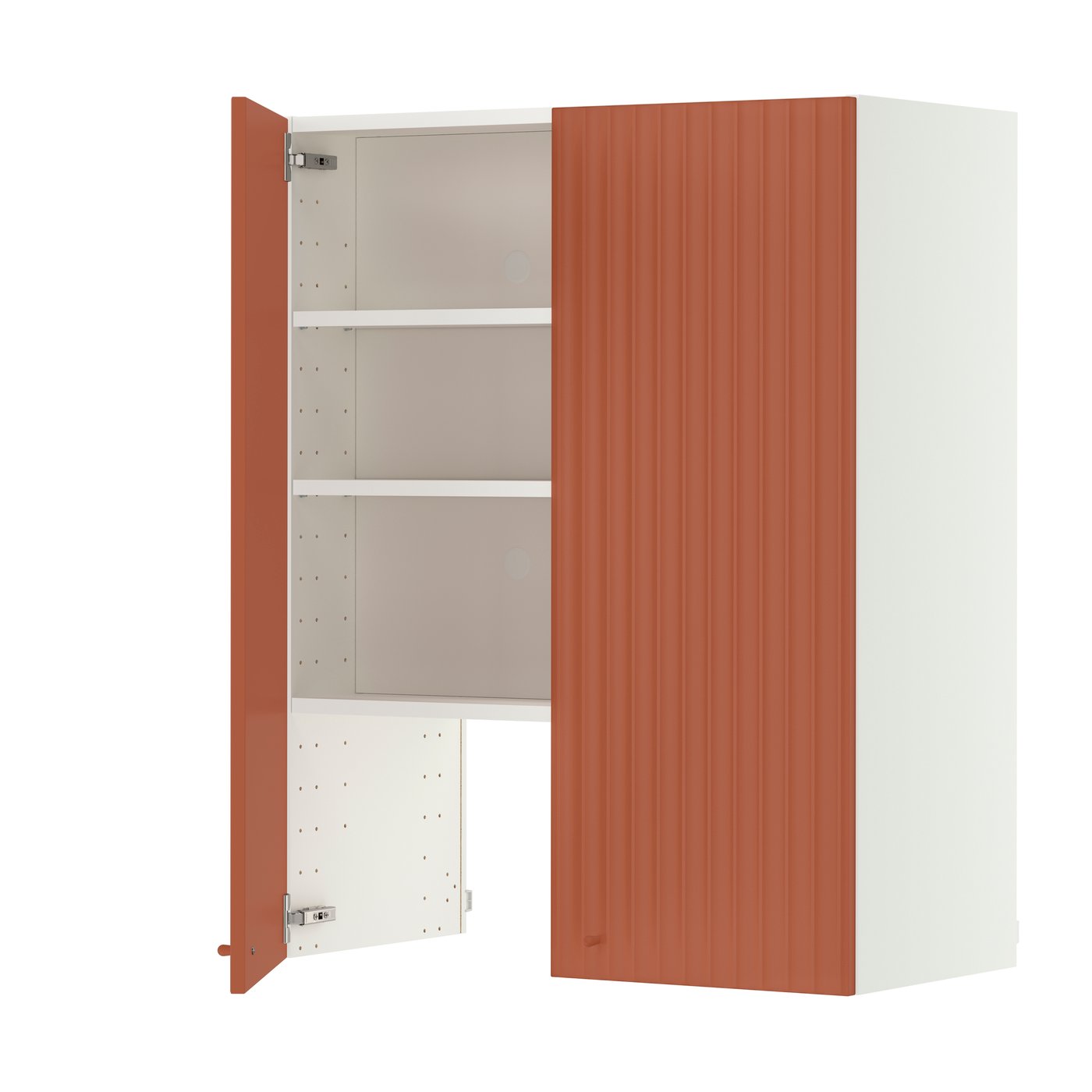 IKEA METOD väggskåp f köksfläkt/dörr, vit/terrsjö rödbrun vågmönstrad, 80x100 cm