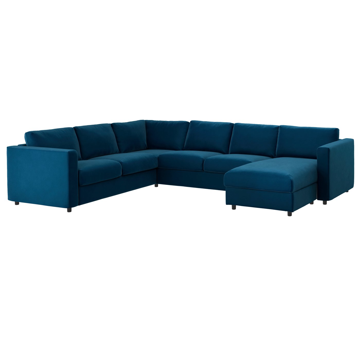IKEA VIMLE klädsel till hörnsoffa, 5-sits, med schäslong/djuparp mörk grönblå