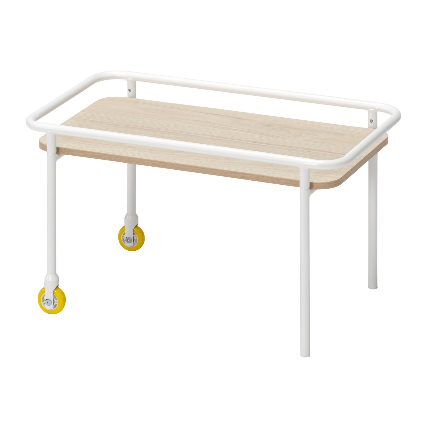 IKEA BRÄNNBOLL sidobord med hjul, ljus askmönstrad/vit, 69x39 cm