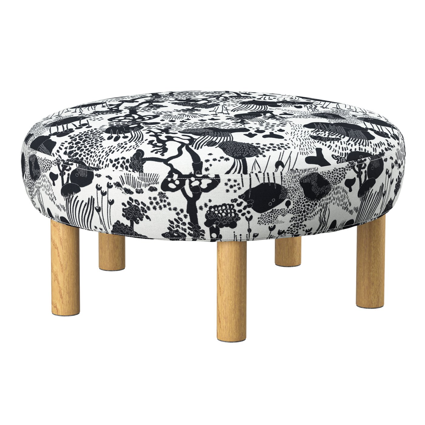 IKEA STOCKHOLM 2025 sittpuff, svart/vit, sittpuff