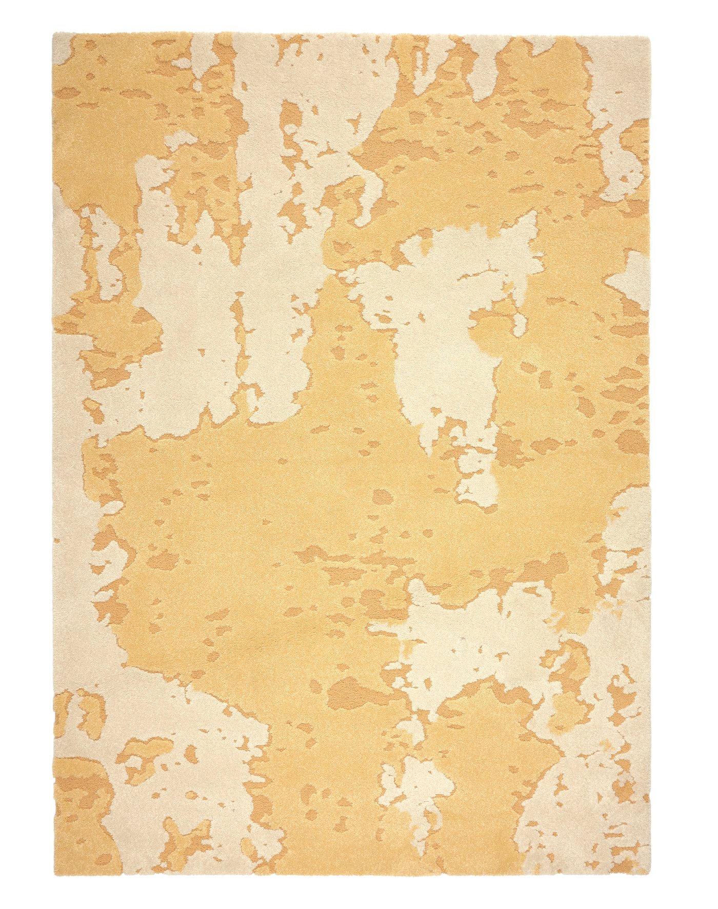 IKEA RINGKLOCKA matta, kort lugg, gul/off-white, 200x300 cm