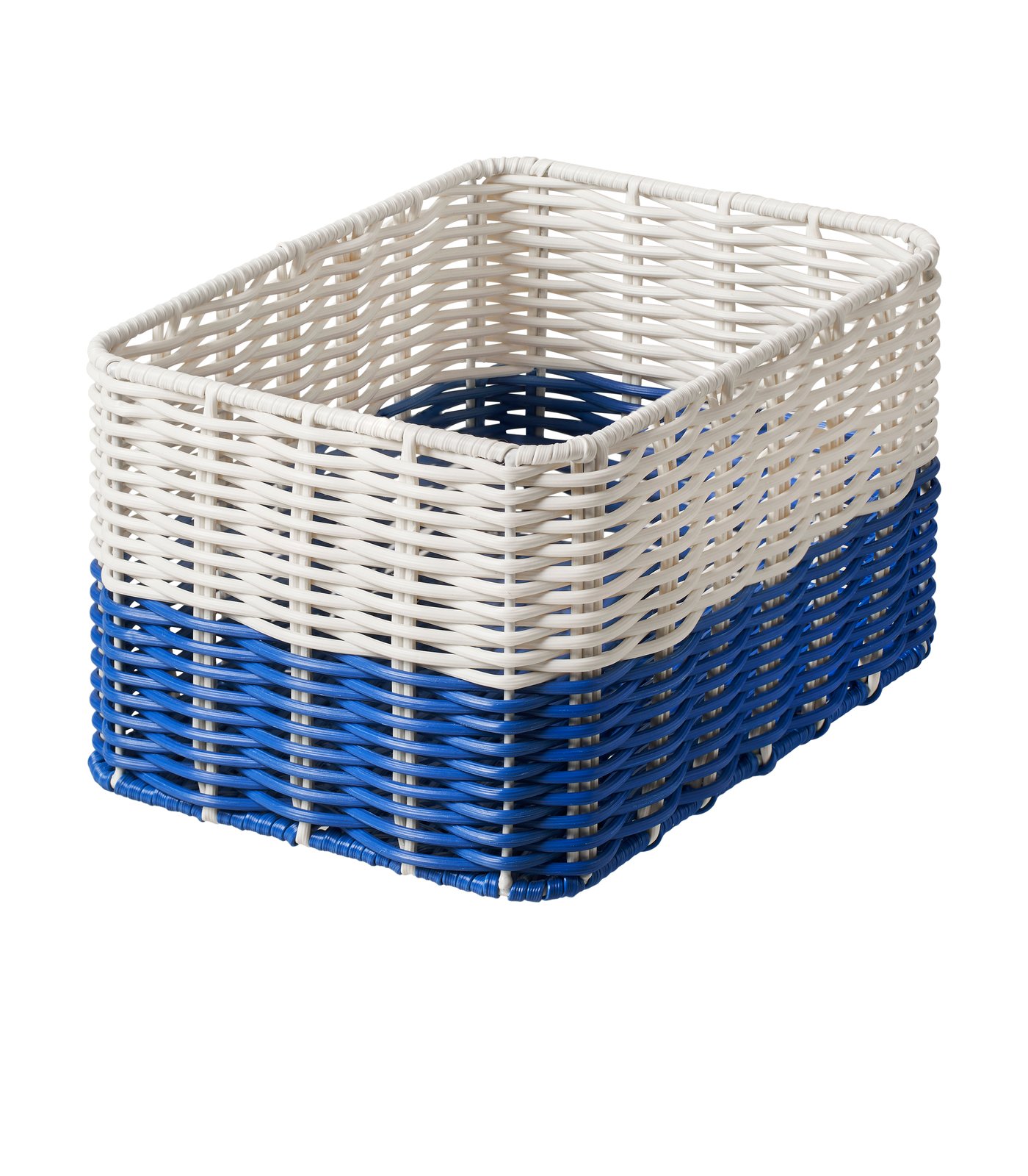 IKEA DJURTRÄNARE korg, vit/blå, 18x25x14 cm