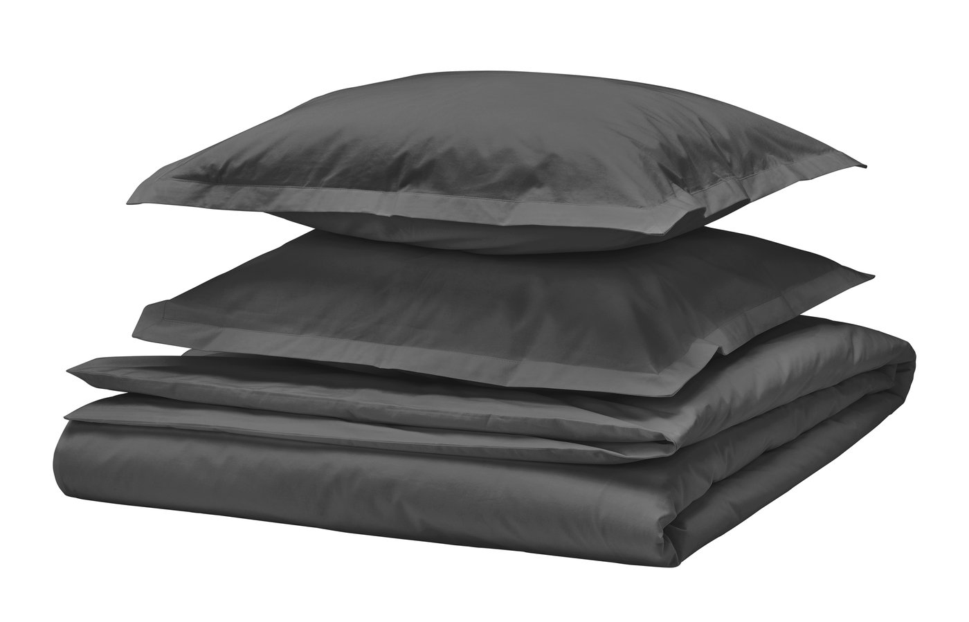 IKEA HAMPFLOCKEL påslakan 2 örngott, mörkgrå, 240x220/50x60 cm
