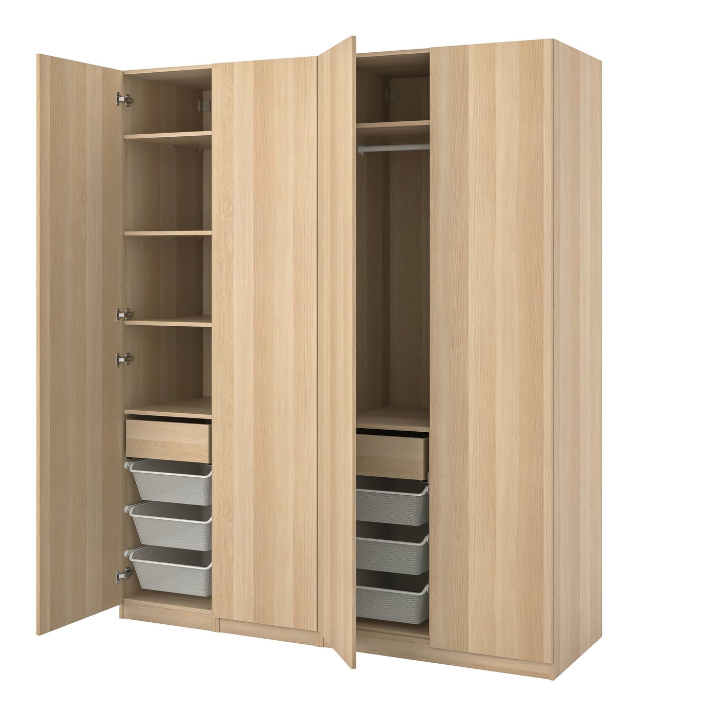 IKEA PAX / FORSAND garderobskombination, vitlaserad ekeffekt/vitlaserad ekeffekt, 200x60x236 cm