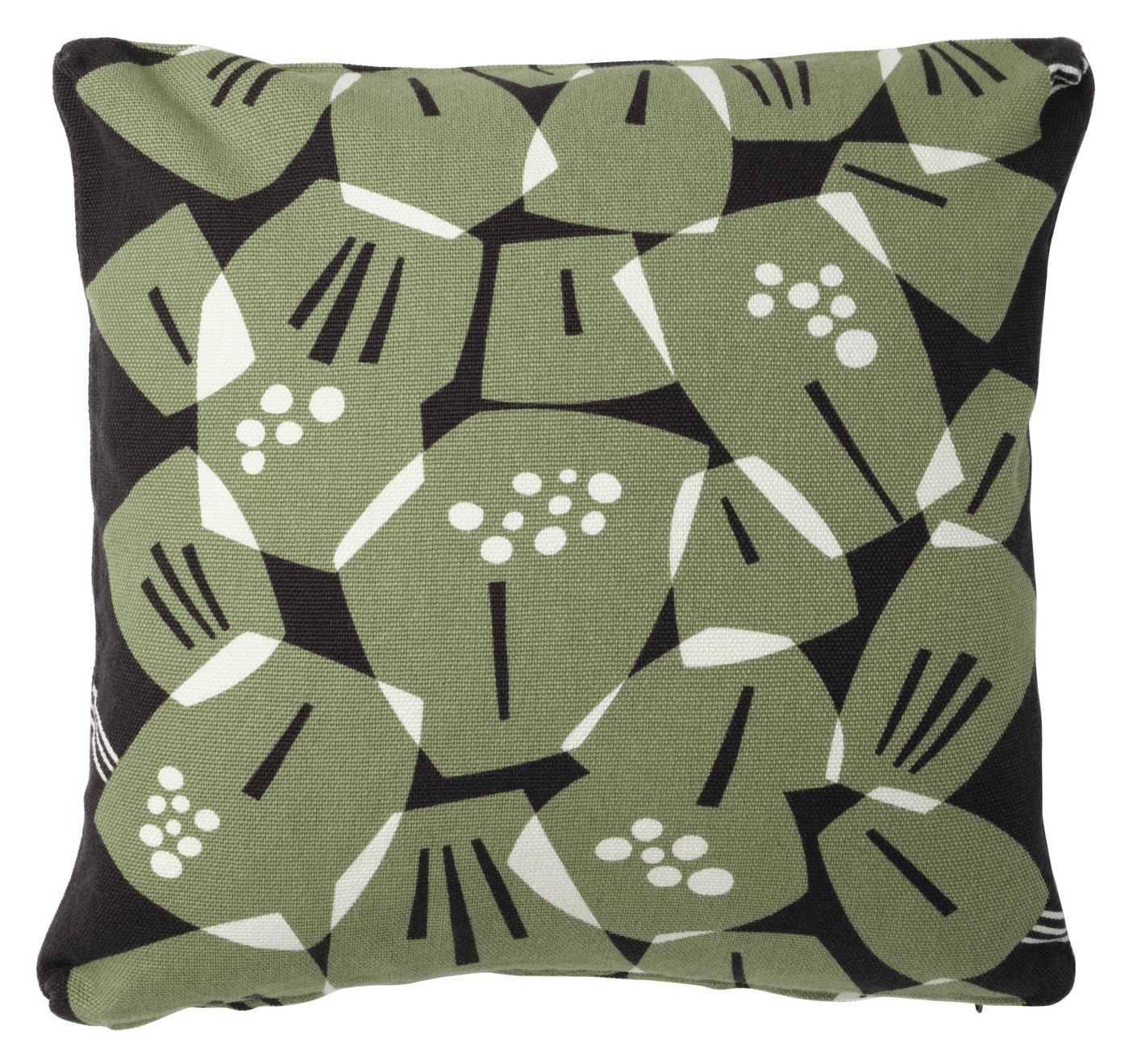 IKEA UNDERBLOMMA kuddfodral, svart/grågrön, 50x50 cm