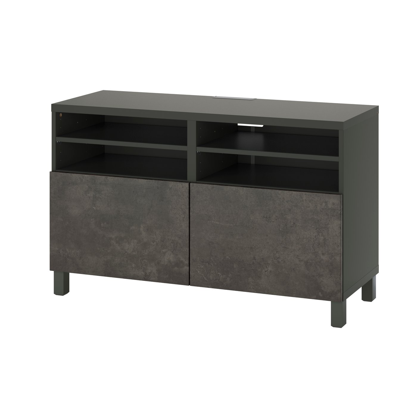 IKEA BESTÅ tv-bänk med dörrar, mörkgrå/kallviken/stubbarp mörkgrå, 120x42x74 cm