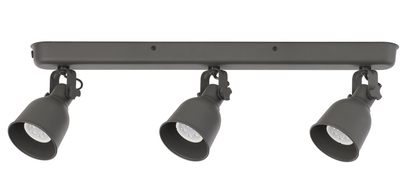 IKEA HEKTAR spotlight med 3 spots, mörkgrå, takskena, 3-spots