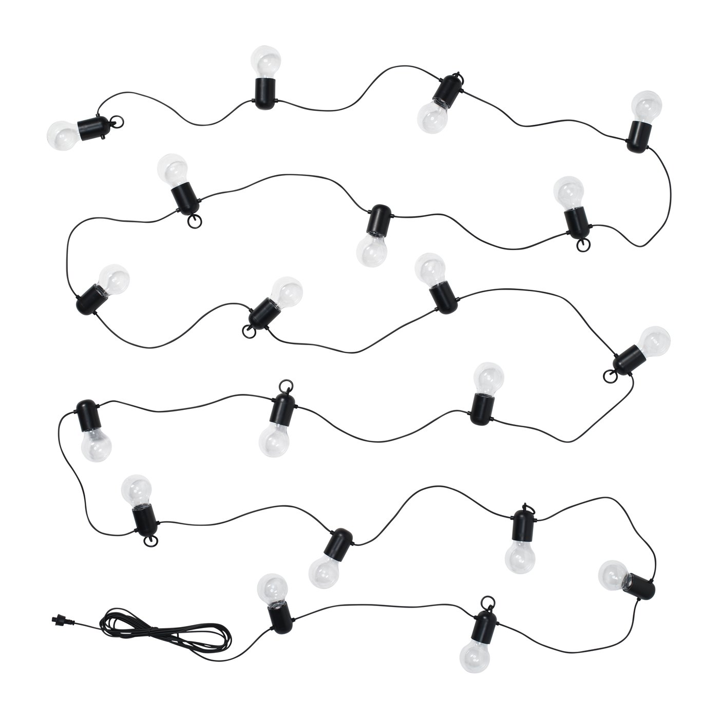 IKEA SVARTRÅ LED ljusslinga med 20 ljus, utomhus svart