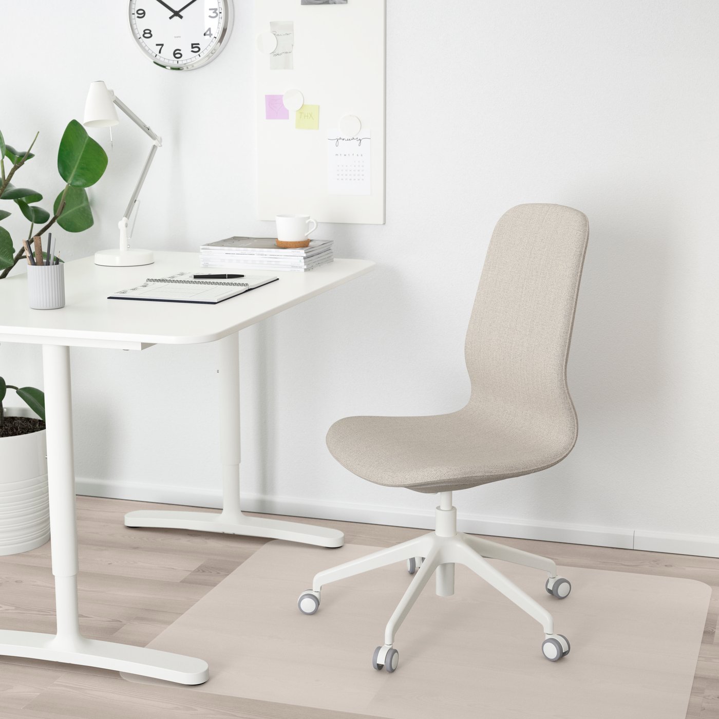 IKEA LÅNGFJÄLL konferensstol, gunnared beige/vit