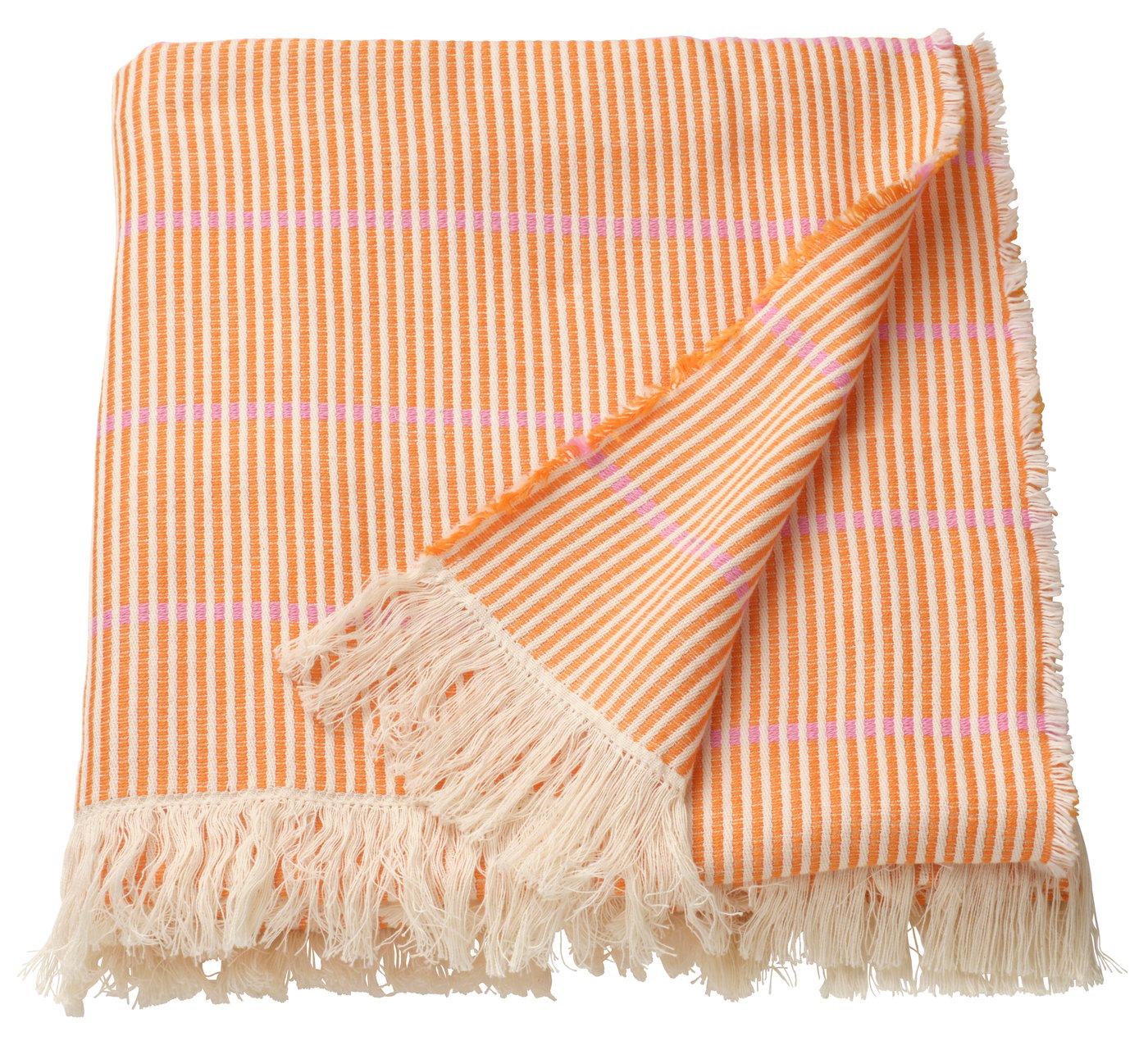 IKEA LAPPKATTFOT pläd, klarorange/rosa, 130x170 cm