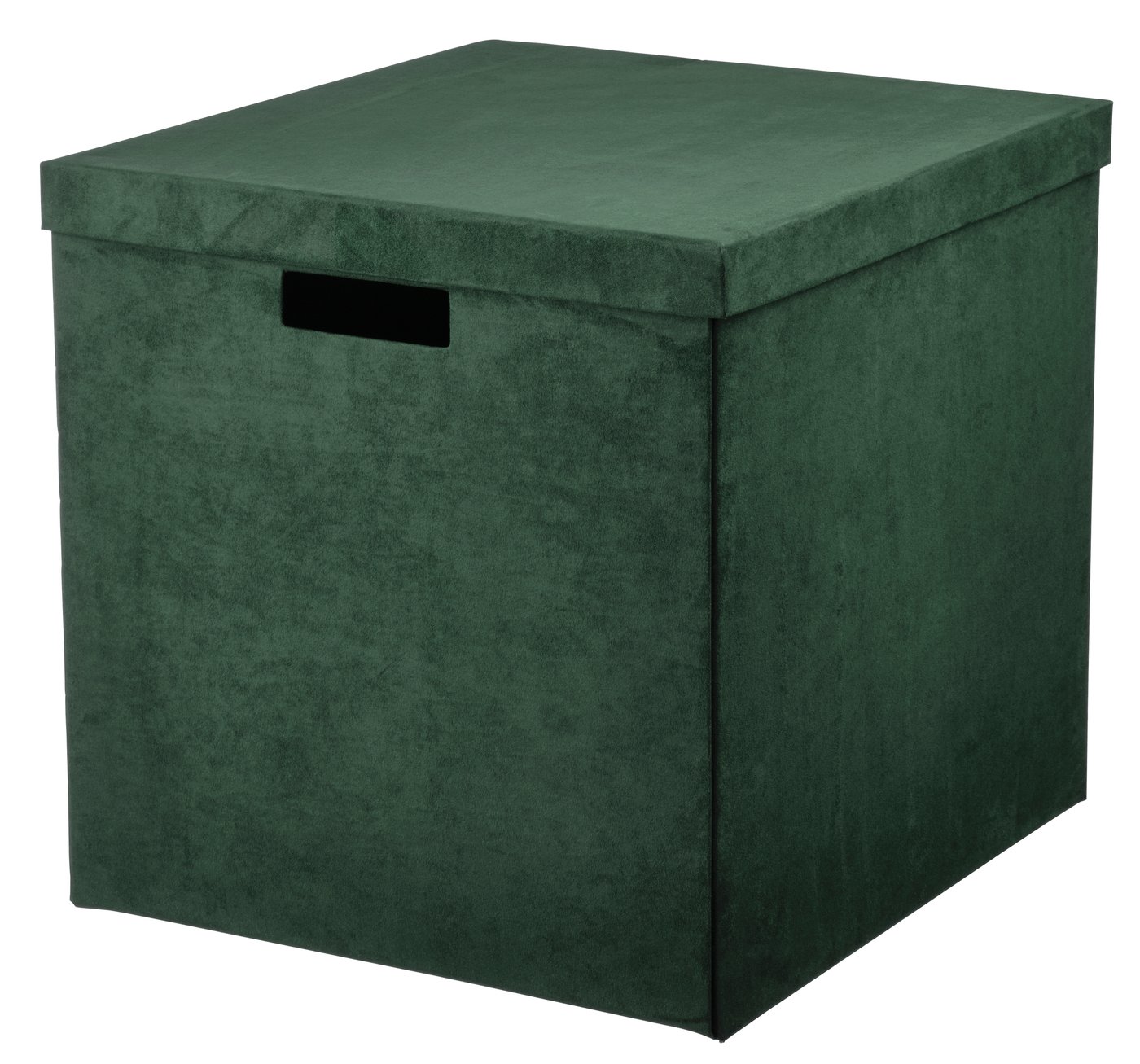 IKEA GJÄTTA förvaringslåda med lock, sammet mörkgrön, 32x35x32 cm