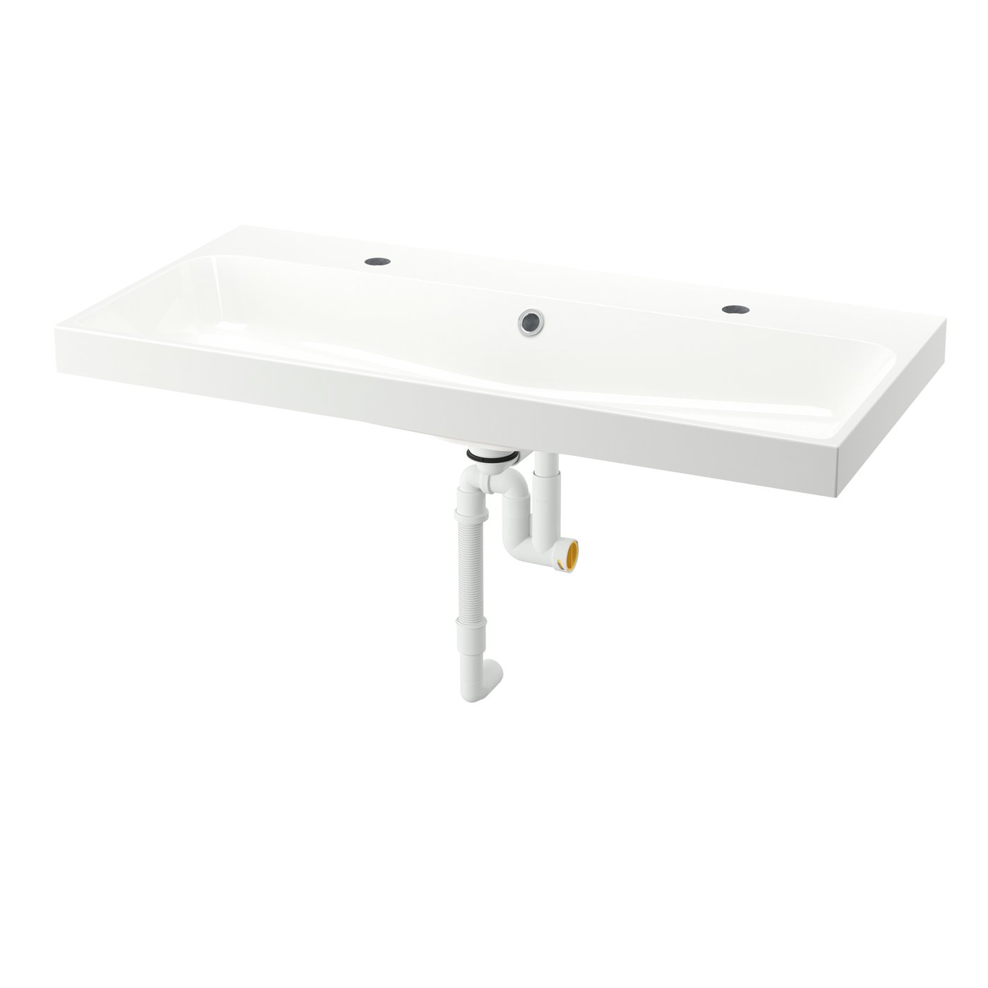 IKEA BACKSJÖN tvättställ med vattenlås, vit, 100x48 cm