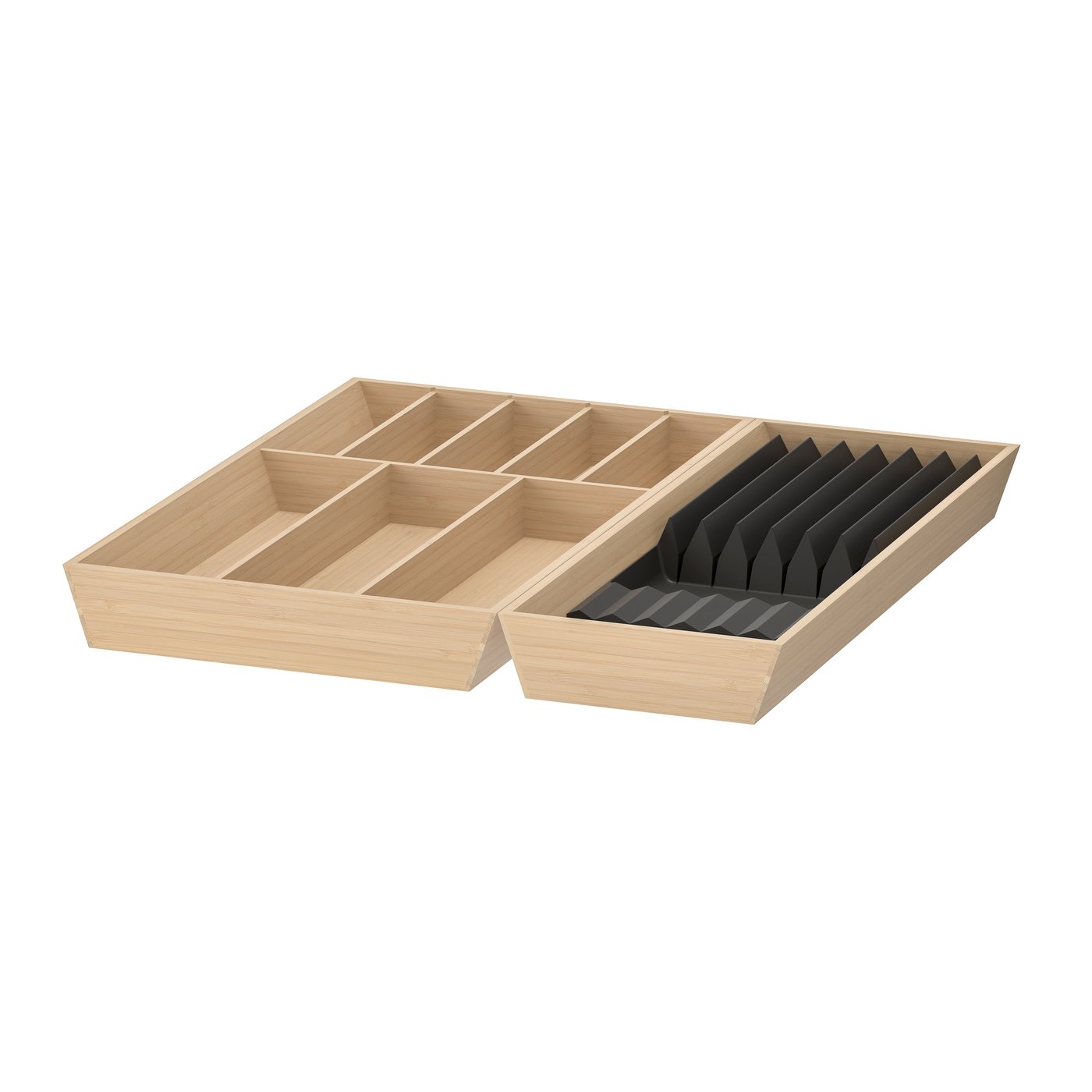 IKEA UPPDATERA besticklåda/låda med knivfack, ljus bambu, 52x50 cm