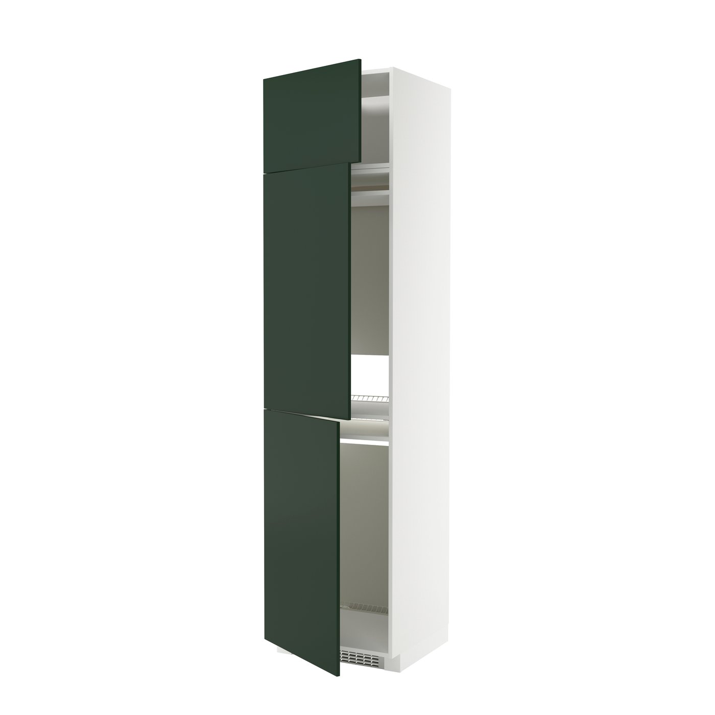 IKEA METOD högskåp för kyl/frys + 3 dörrar, vit/havstorp djupgrön, 60x60x240 cm