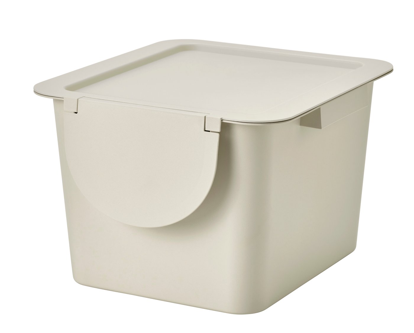 IKEA TRÖSKNING tunna med lock, ljusbeige, 12 l