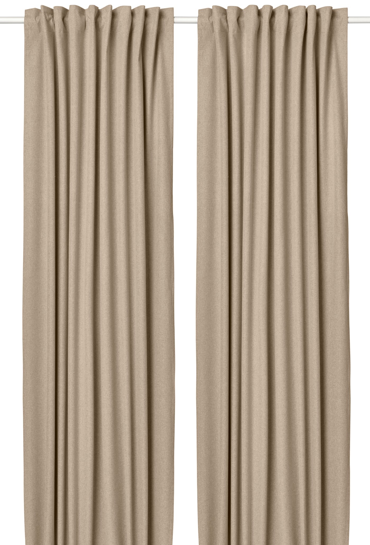 IKEA ROSENMANDEL mörkläggningsgardin, gulbeige/med veckband, 135x250 cm, rumsförmörkande gardiner, 1 par