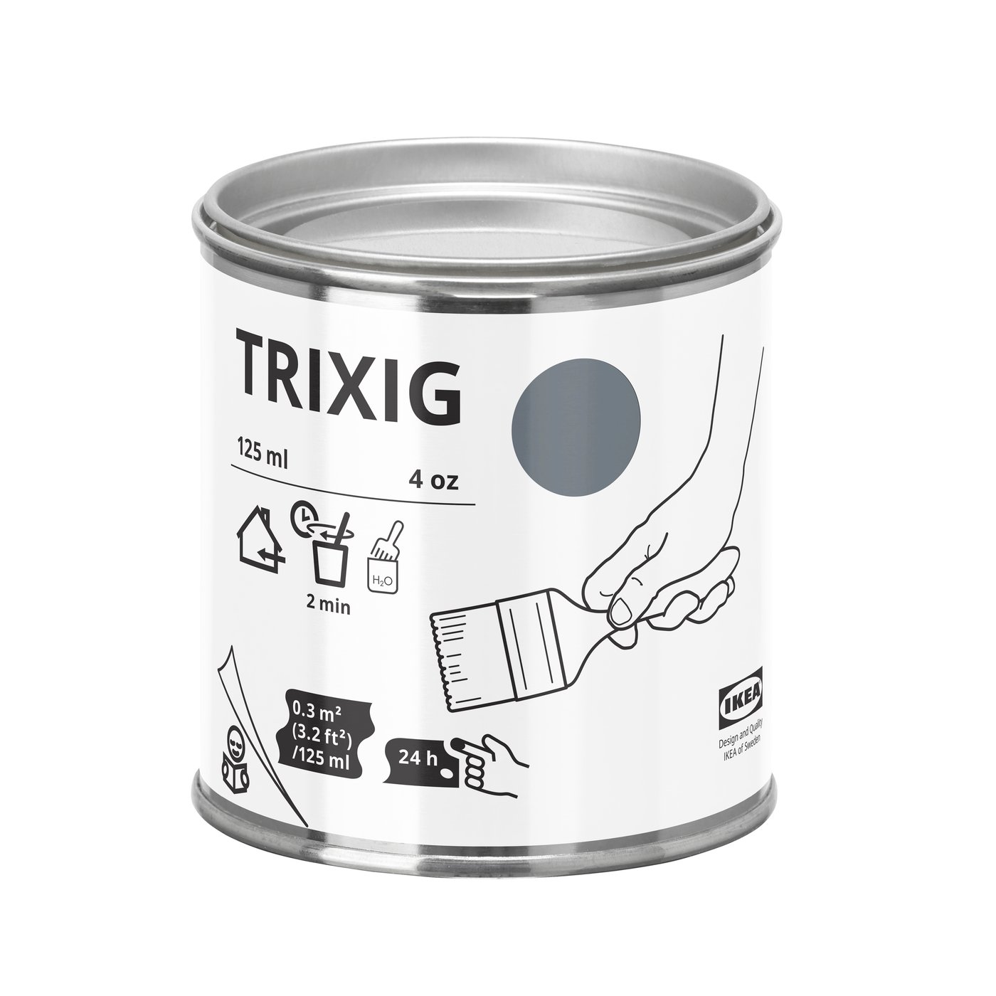 IKEA TRIXIG färg, grå, 125 ml