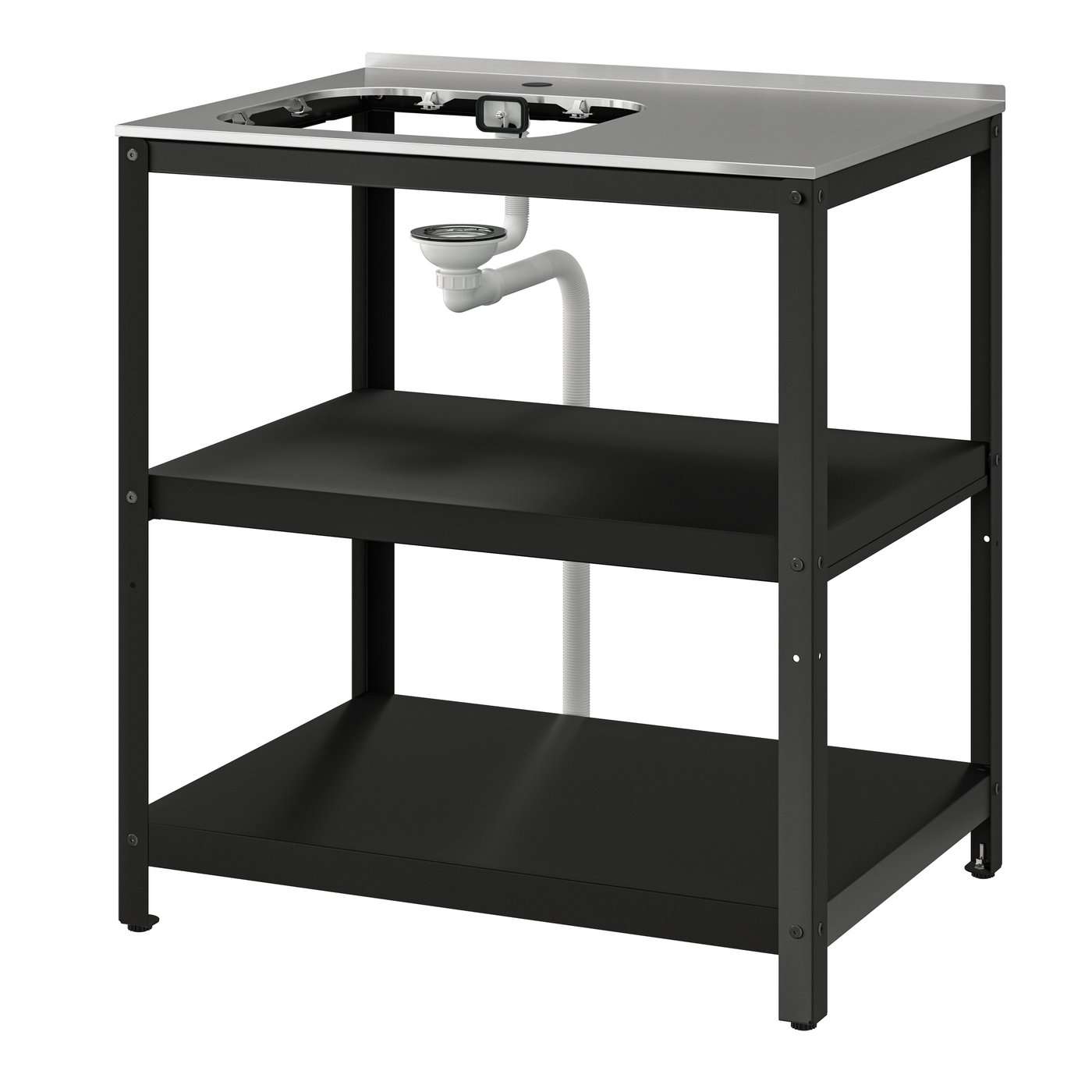 IKEA GRILLSKÄR hylla för diskho, svart/rostfritt stål utomhus, 86x61 cm
