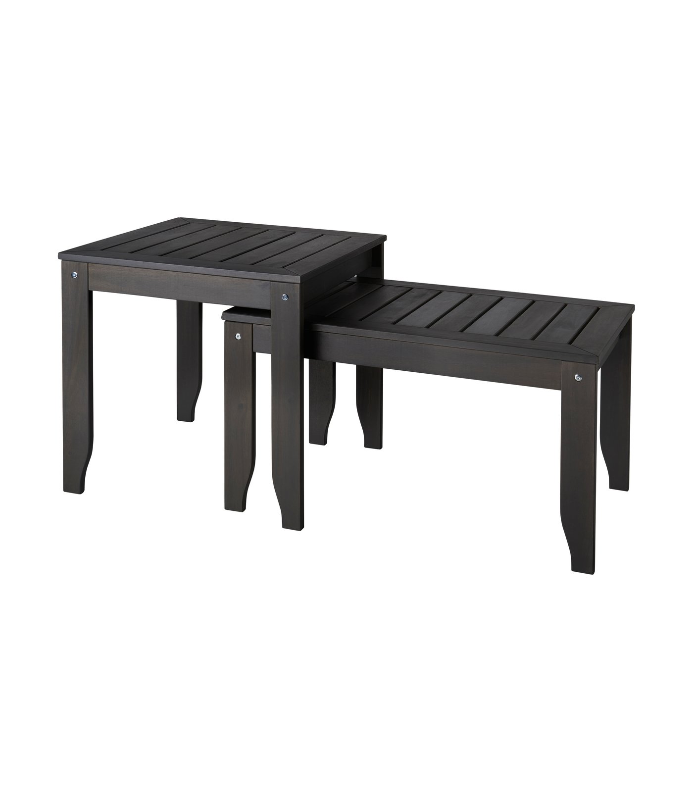 IKEA ÖRSKÄR satsbord, set om 2, inom-/utomhus mörkgrå