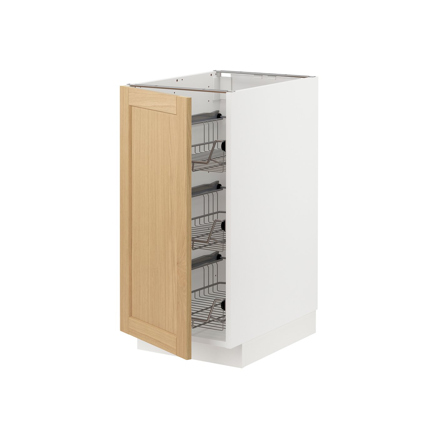 IKEA METOD bänkskåp med trådbackar, vit/forsbacka ek, 40x60 cm