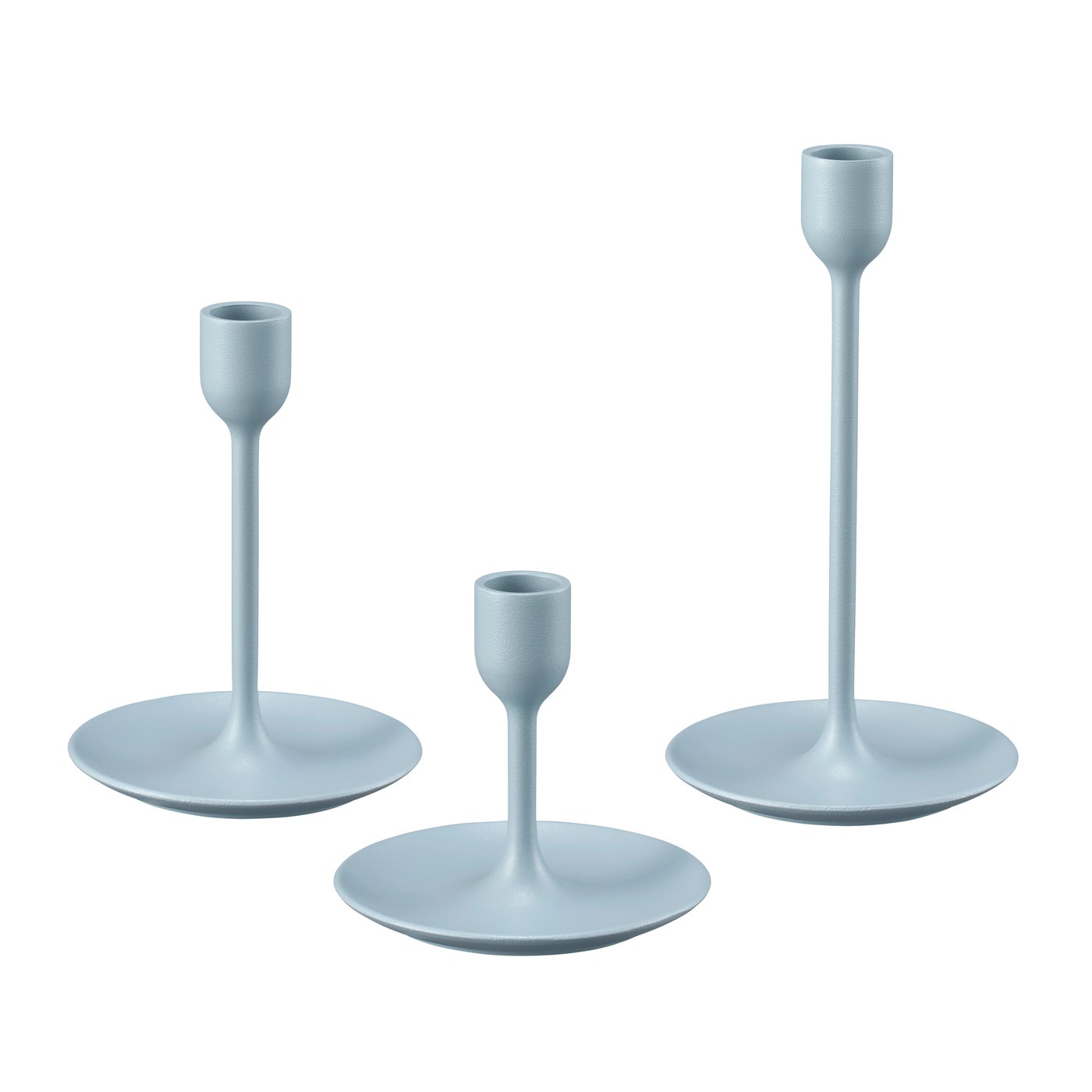 IKEA FULLTALIG ljusstake set om 3, ljus gråblå