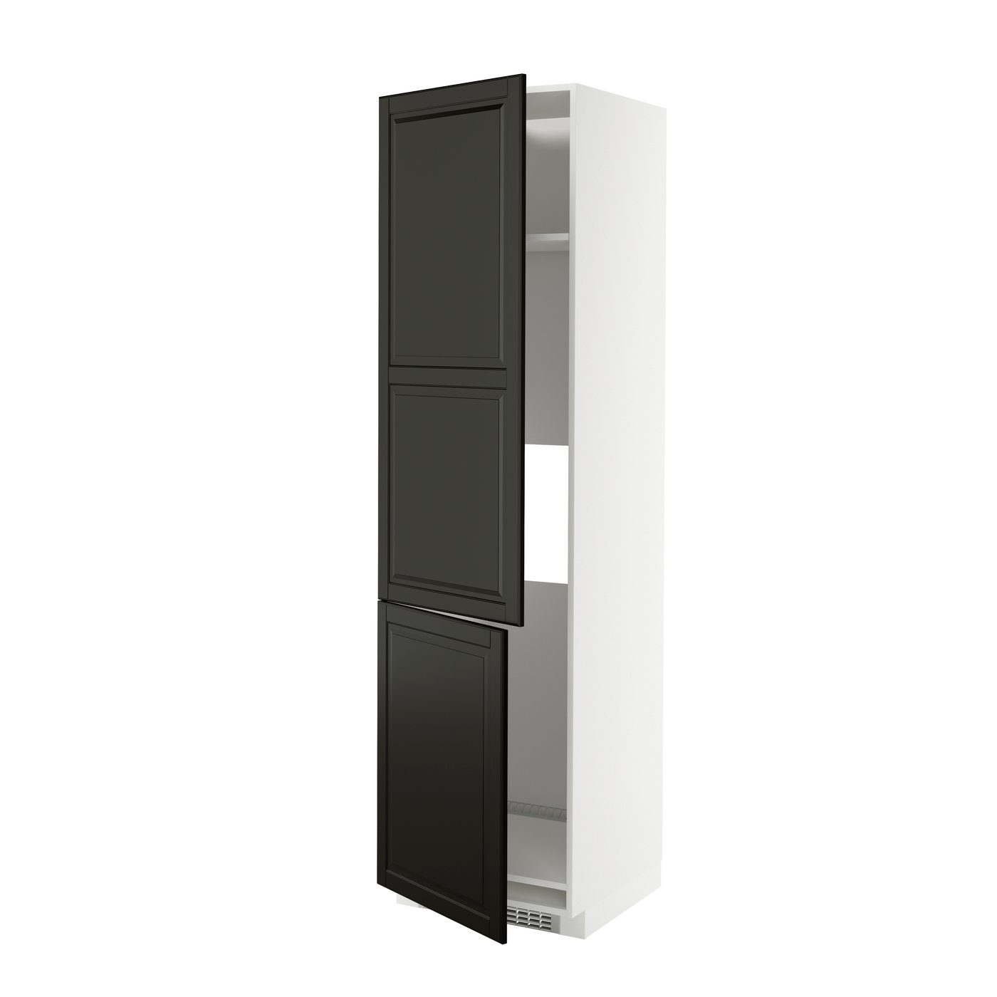 IKEA METOD högskåp för kyl/frys med 2 dörrar, vit/bodbyn svart, 60x60x220 cm