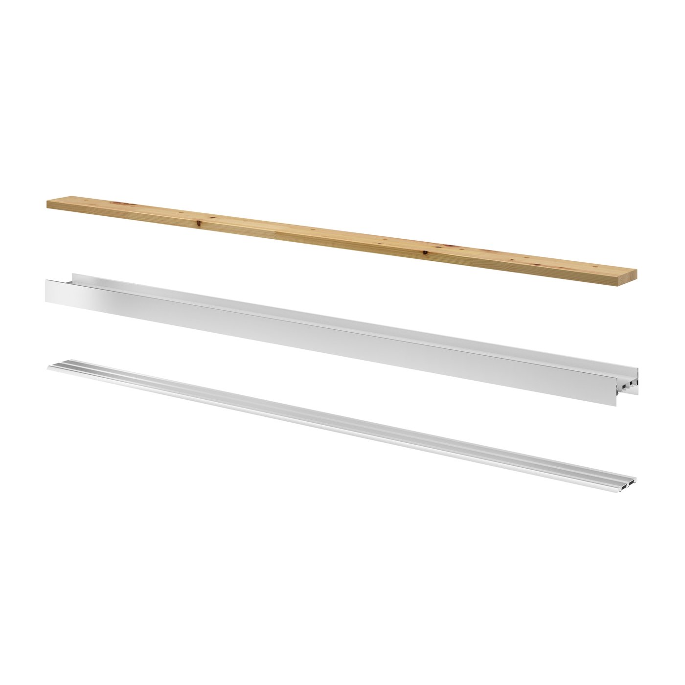 IKEA SKYTTA skena för ram till skjutdörr, 3 spår aluminiumfärg