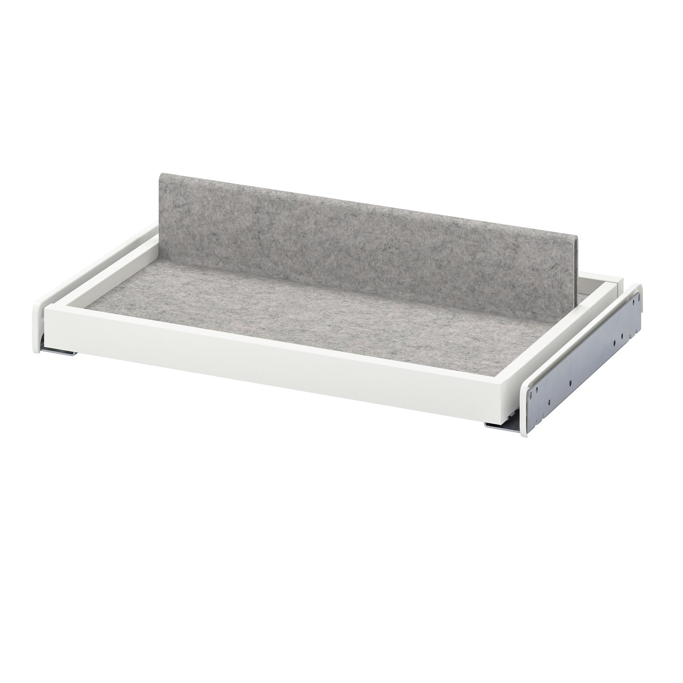 IKEA KOMPLEMENT utdragbart hyllplan med skoinsats, vit/ljusgrå, 50x35 cm