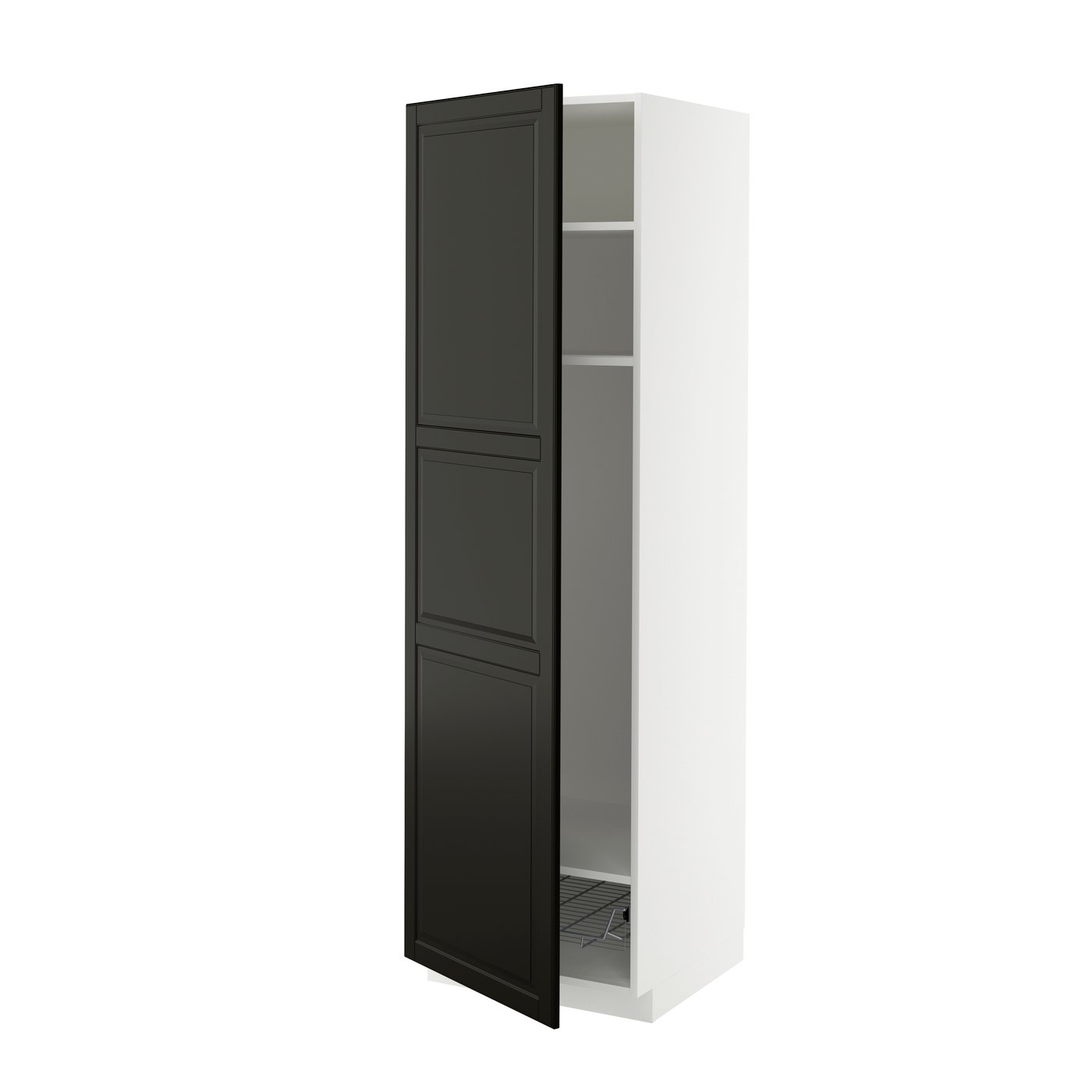IKEA METOD högskåp med hyllplan/trådback, vit/bodbyn svart, 60x60x200 cm