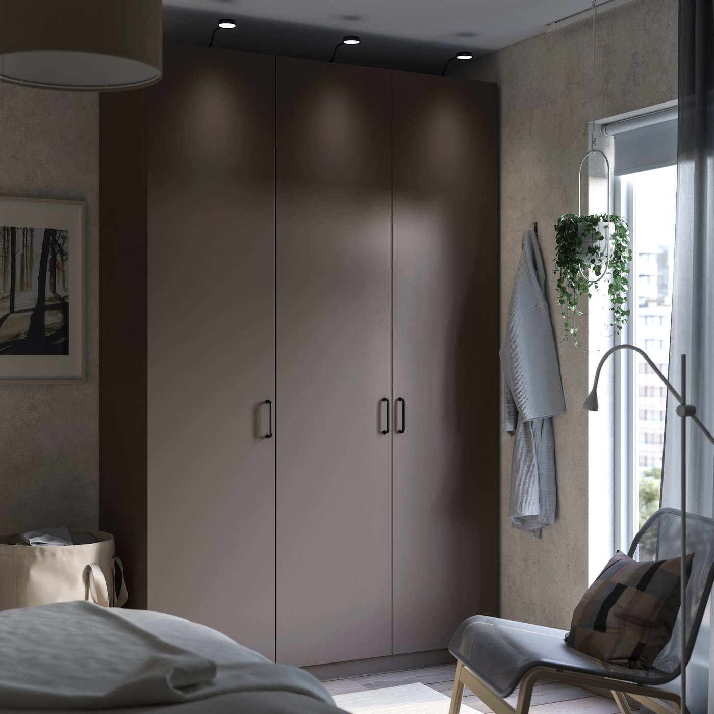 IKEA PAX / FORSAND garderobskombination, mörkgrå/mörkgrå, 150x60x236 cm
