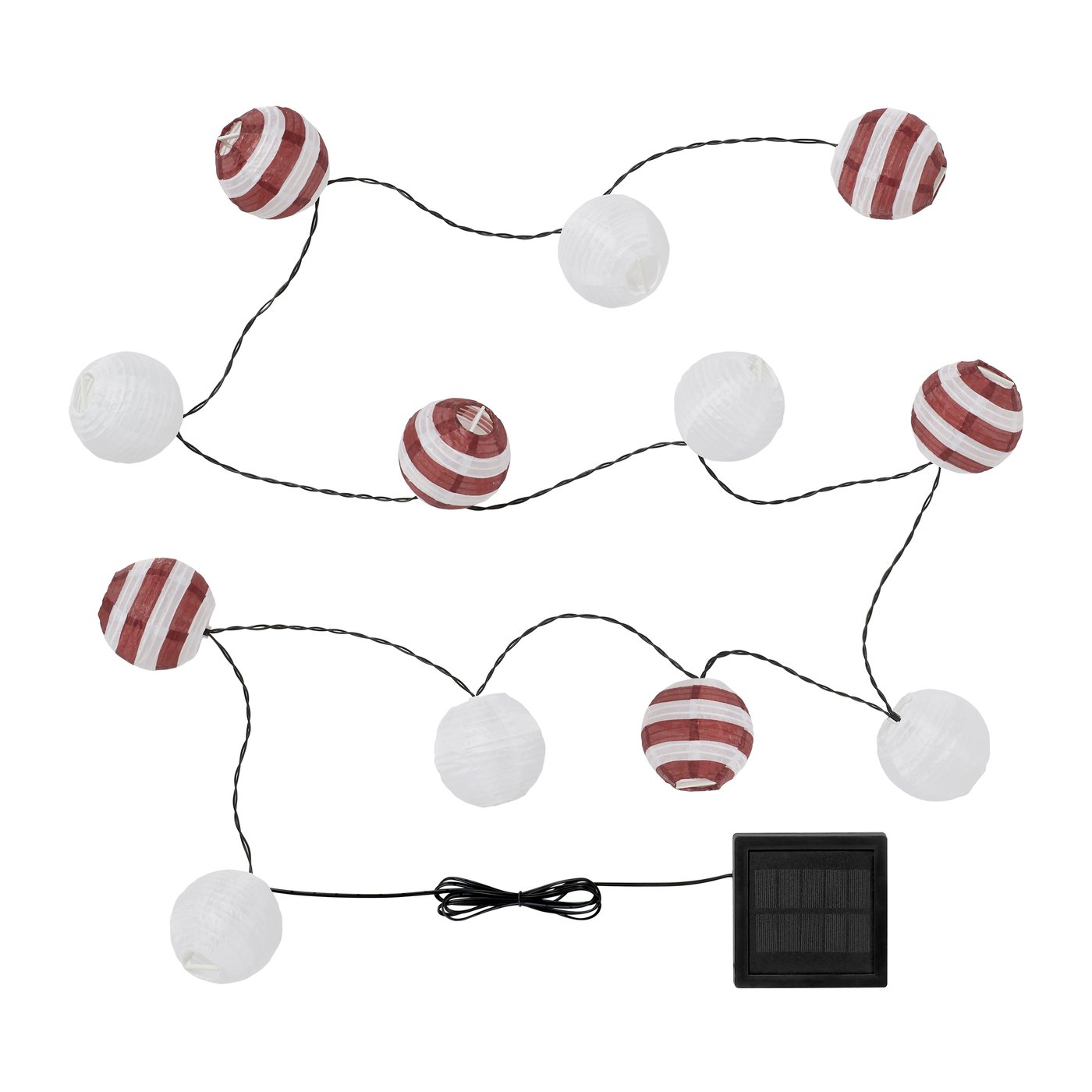 IKEA SOLVINDEN LED ljusslinga med 12 ljus, solcellsdriven utomhus/röd rand