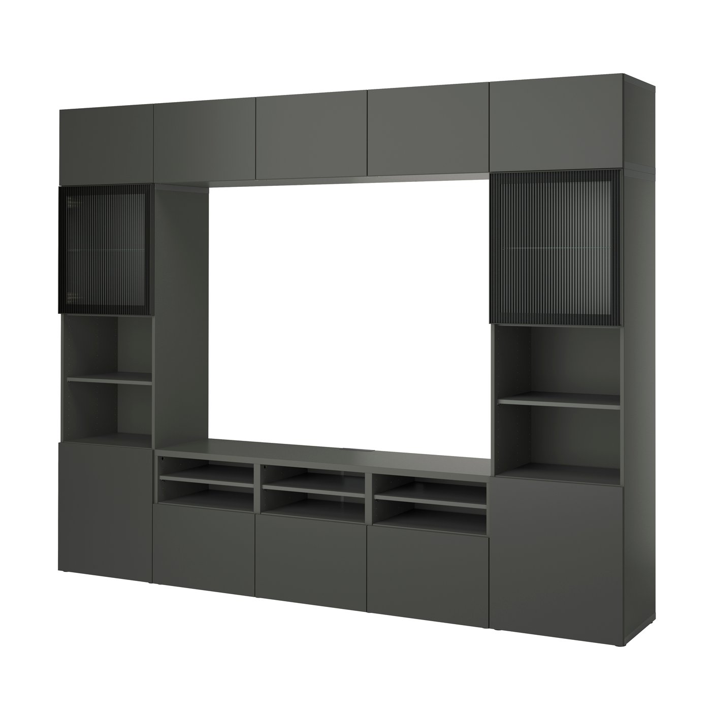 IKEA BESTÅ tv-förvaring kombination/glasdörrar, mörkgrå lappviken/fällsvik antracit, 300x42x231 cm