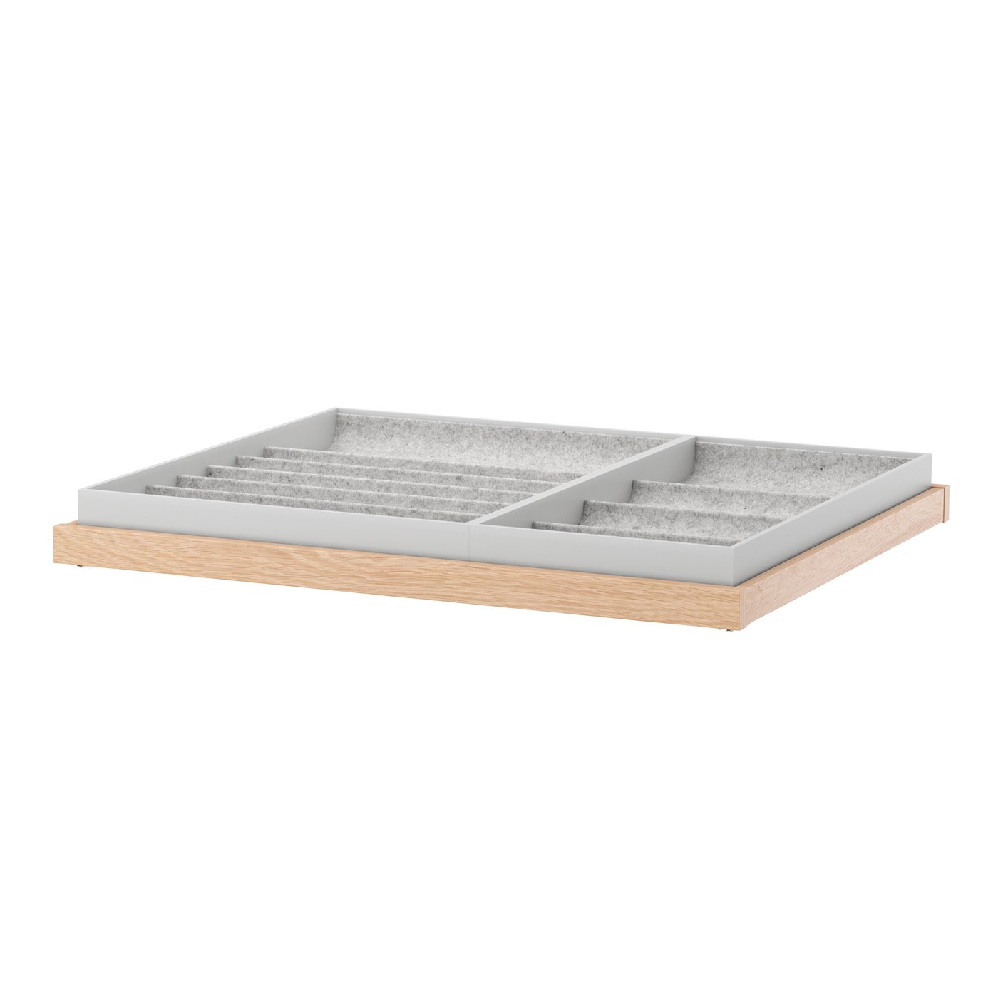 IKEA KOMPLEMENT utdragbart hyllplan med insats, vitlaserad ekmönstrad, 75x58 cm