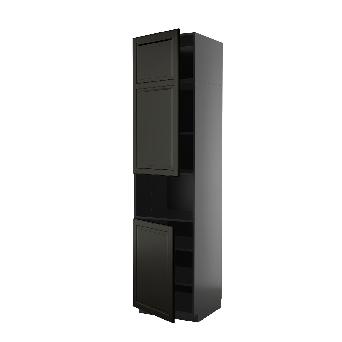 IKEA METOD högskåp f mikro m 2 dörrar/hyllplan, svartgrå/bodbyn svart, 60x60x240 cm