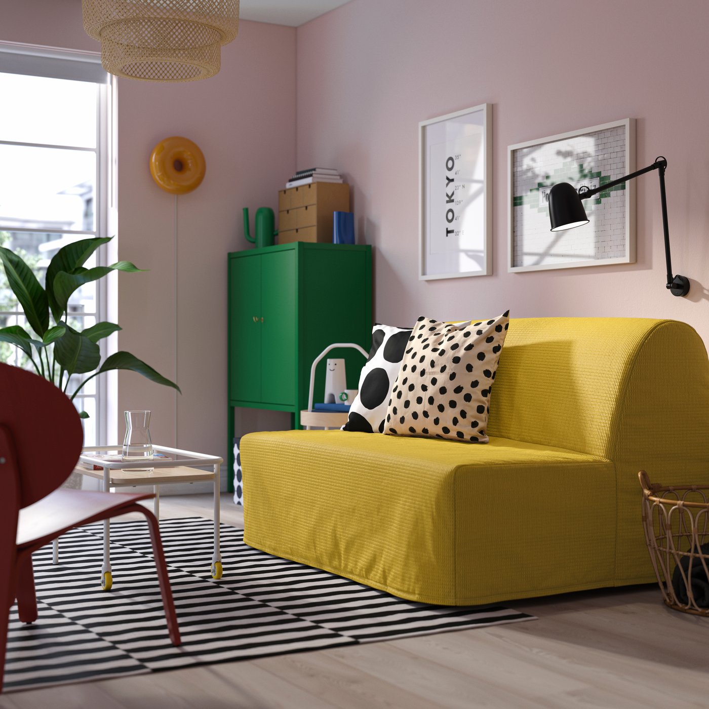 IKEA LYCKSELE MURBO 2-sits bäddsoffa, vansbro gul