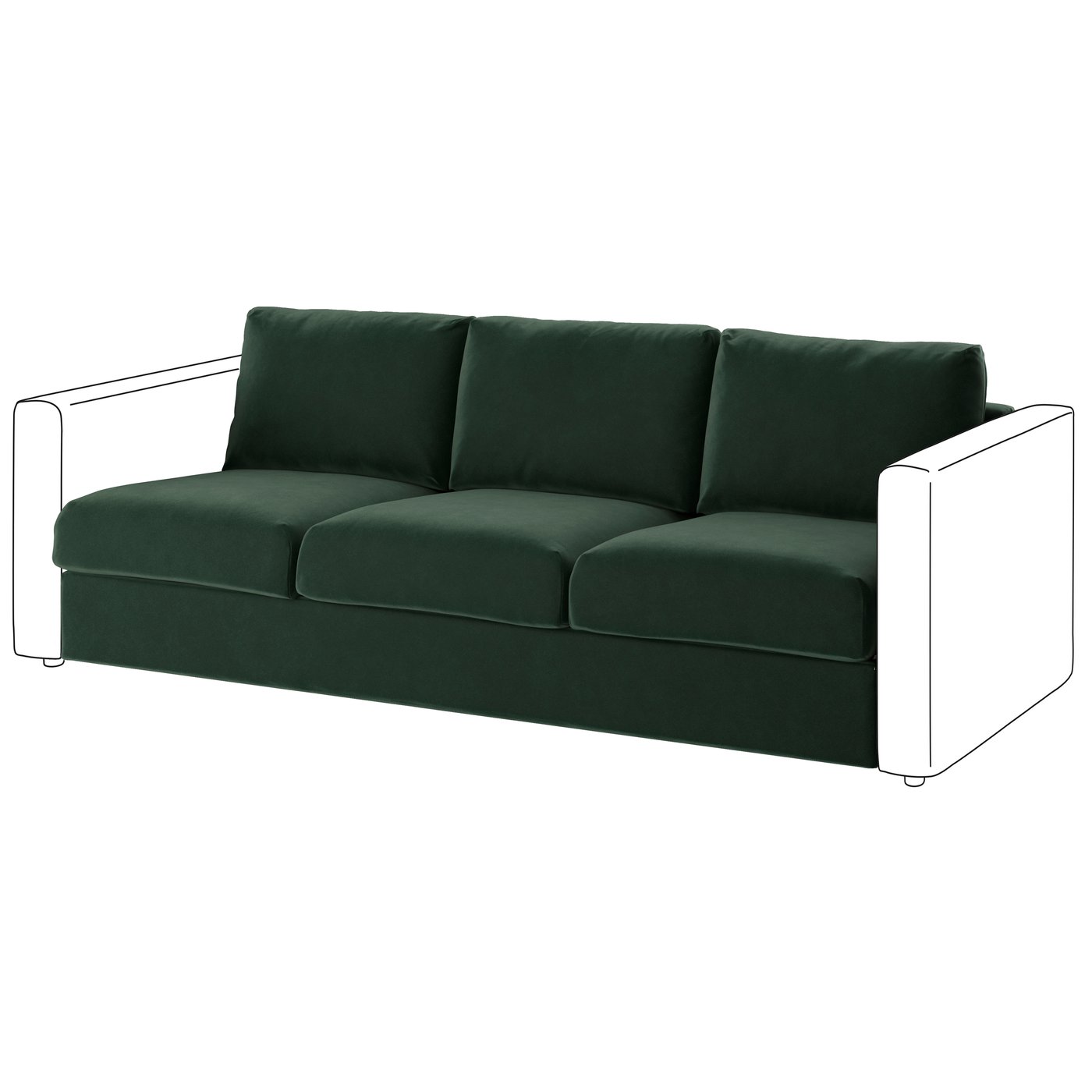 IKEA VIMLE klädsel till 3-sitssektion, djuparp mörkgrön