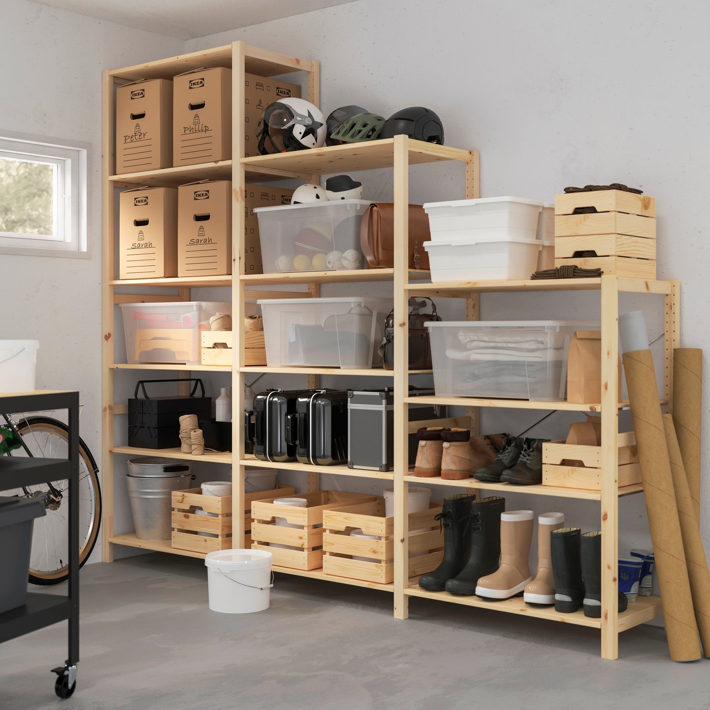 IKEA IVAR 3 sektioner/hyllor, furu, 259x30x226 cm