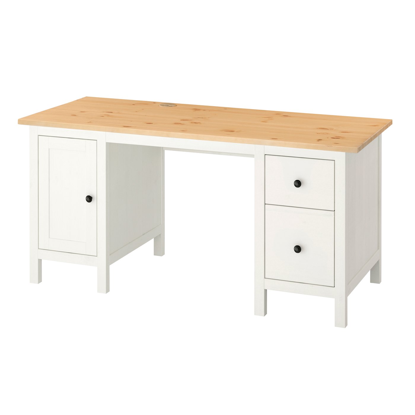 IKEA HEMNES skrivbord, vitbets/ljusbrun, 155x65 cm