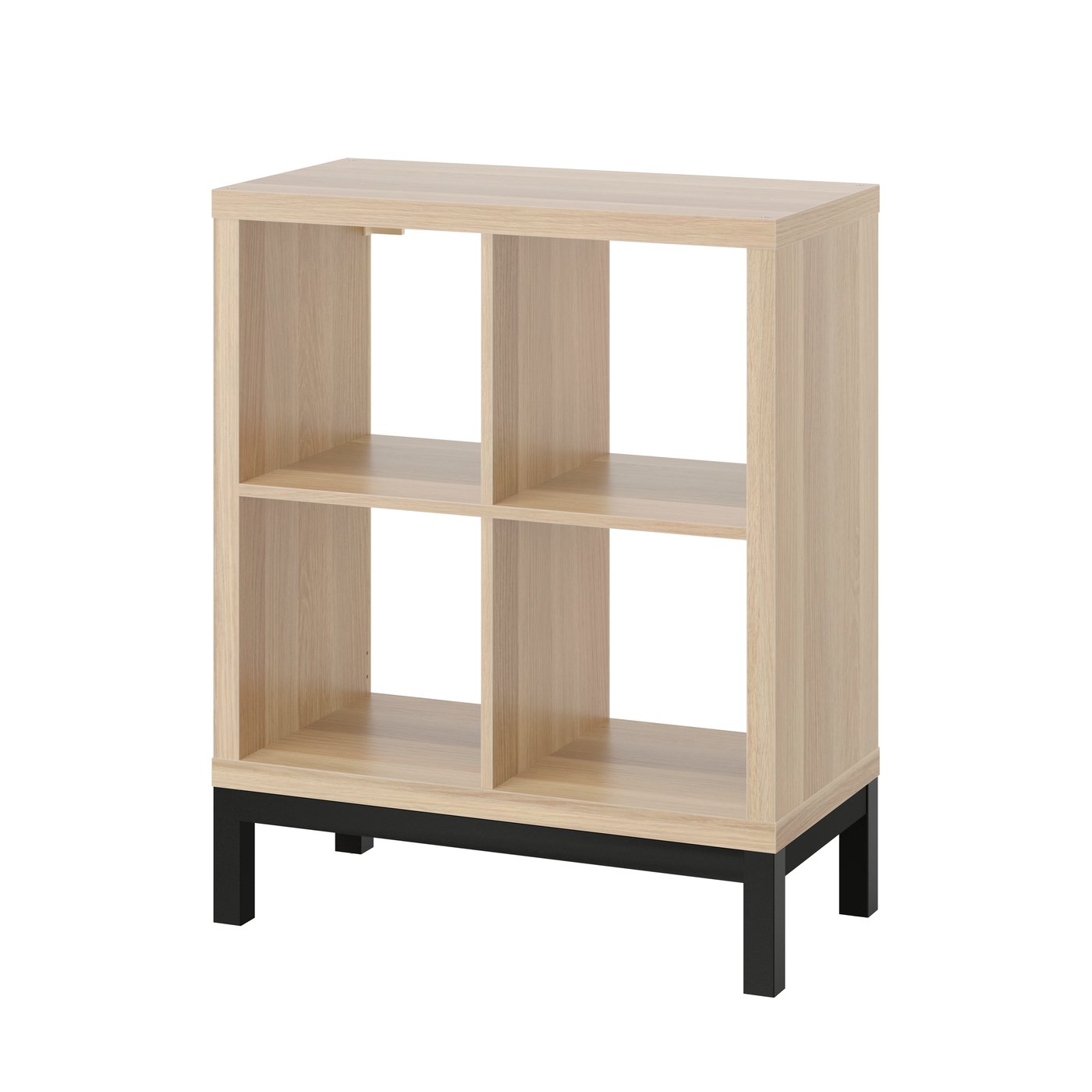 IKEA KALLAX hylla med underrede, vitlaserad ekeffekt/svart, 77x94 cm