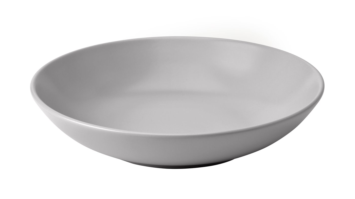 IKEA FÄRGKLAR djup tallrik, matt yta ljusgrå, 23 cm