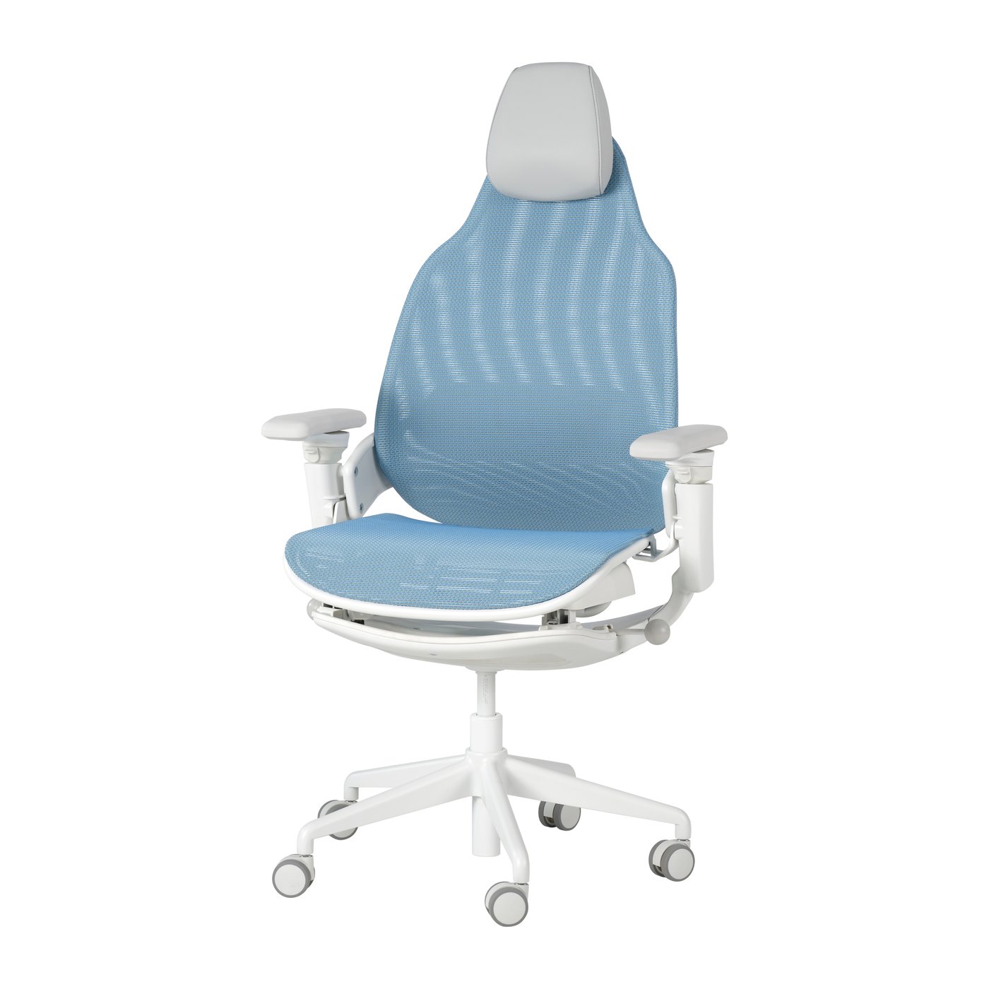 IKEA BÄSTBOLL gamingstol, blå/mjuk ljusgrå, stol för gaming