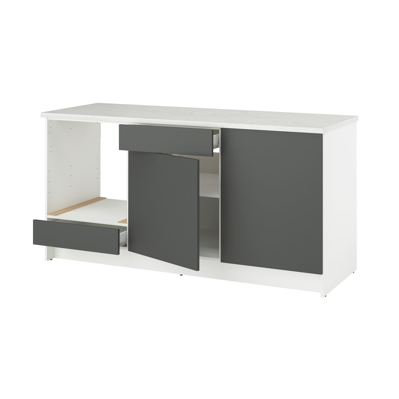 IKEA KNOXHULT bänkskåp med dörrar och låda, mörkgrå, 180 cm