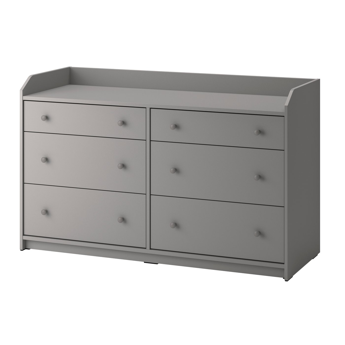 IKEA HAUGA byrå med 6 lådor, grå, 138x46x84 cm