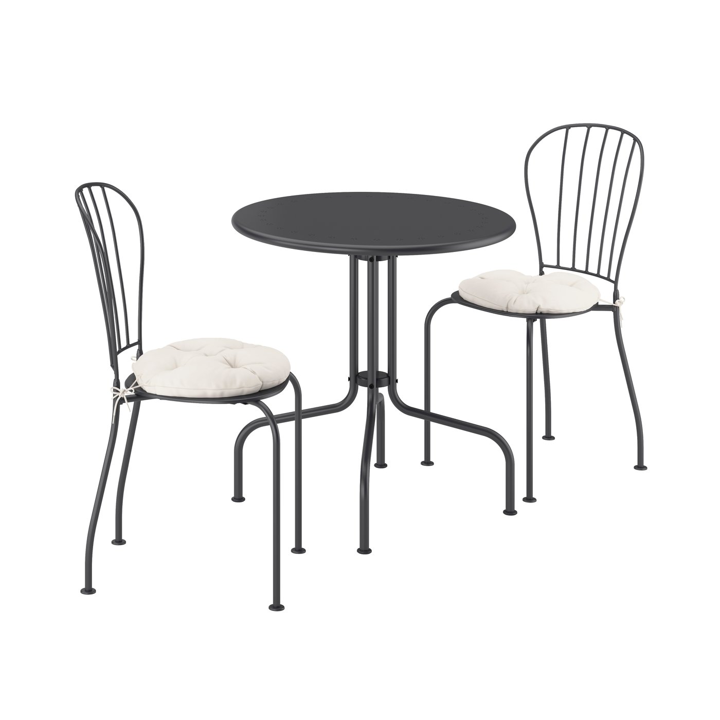 IKEA LÄCKÖ bord+2 stolar, utomhus, läckö grå/kuddarna ljust gråbeige, 70 cm