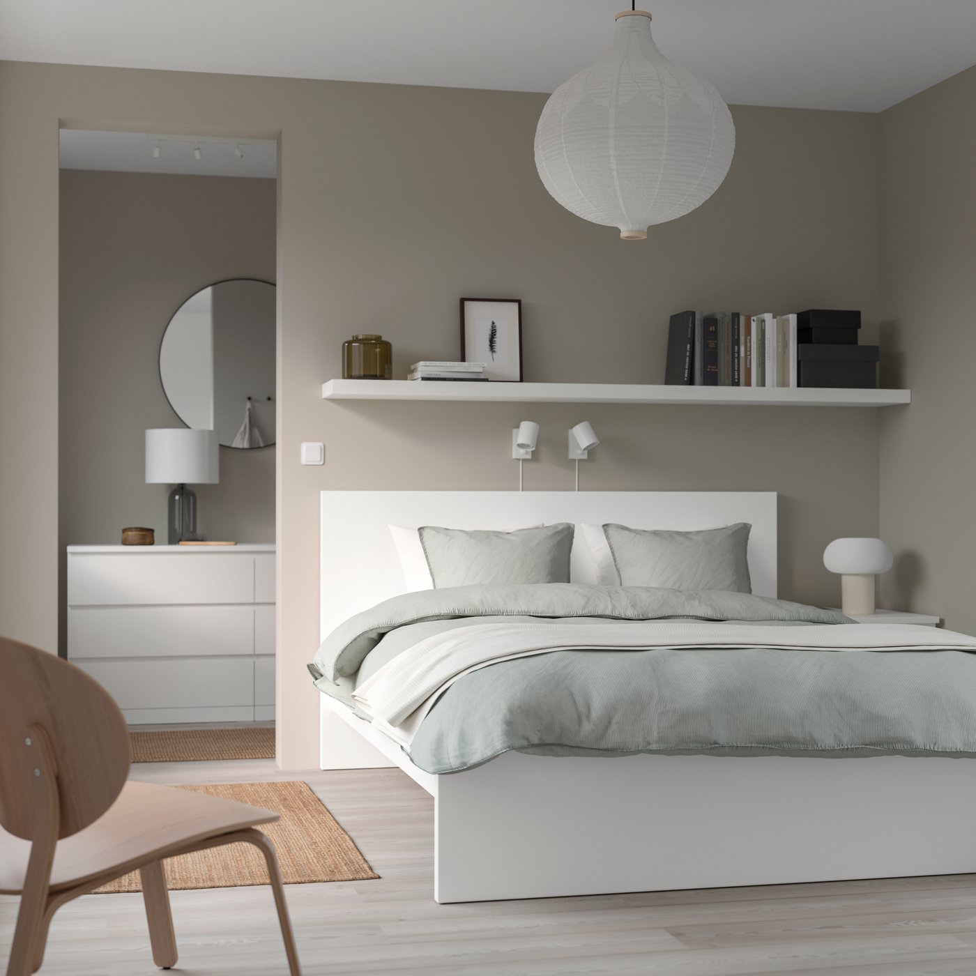 IKEA MALM sängstomme med madrass, vit, vit/vesteröy medium fast, 140x200 cm, sängstomme