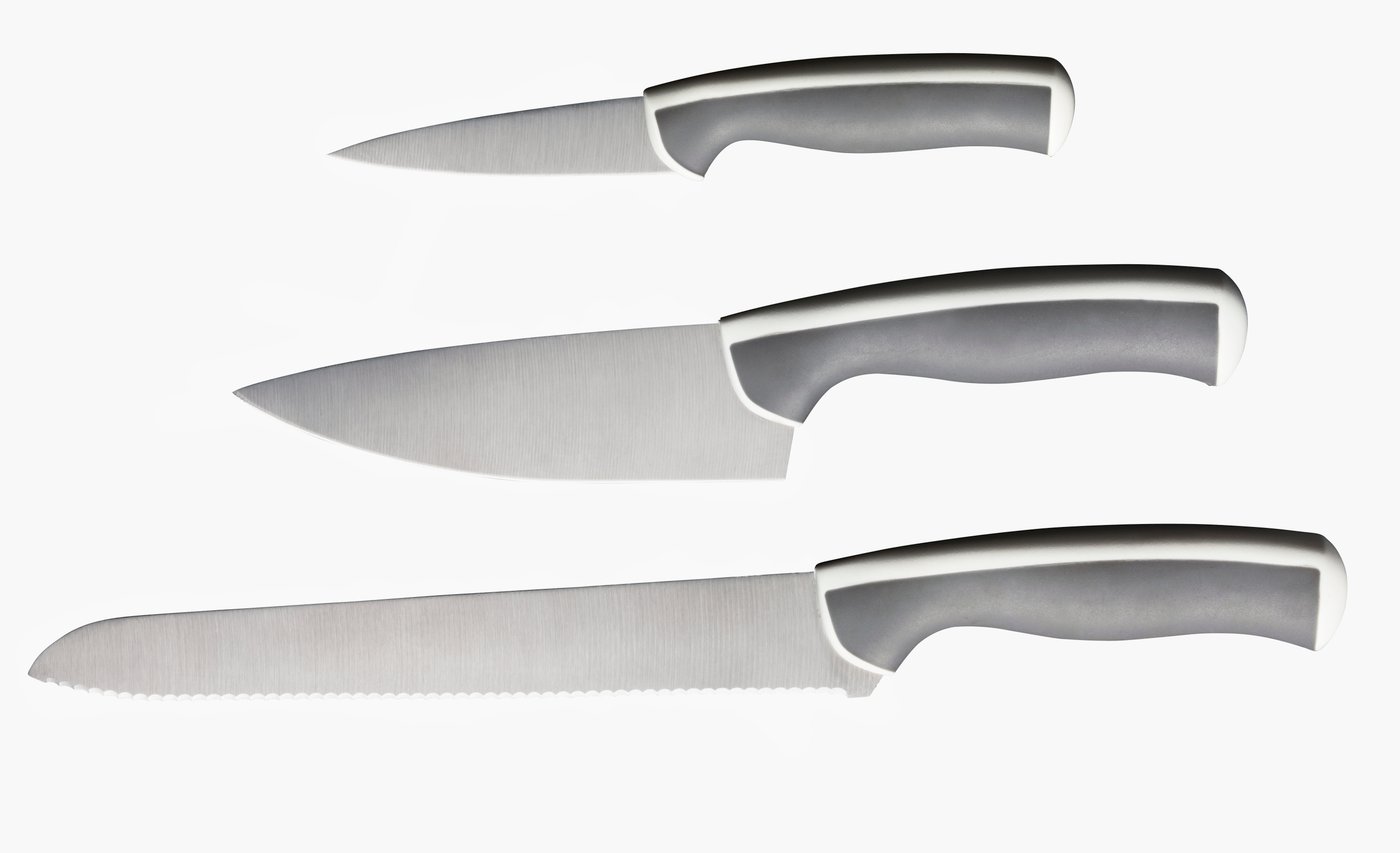 IKEA ÄNDLIG knivset 3 delar, ljusgrå/vit